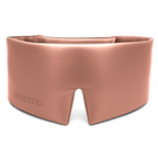 Rose pink sleep mask with 'iosomo' branding on a white background