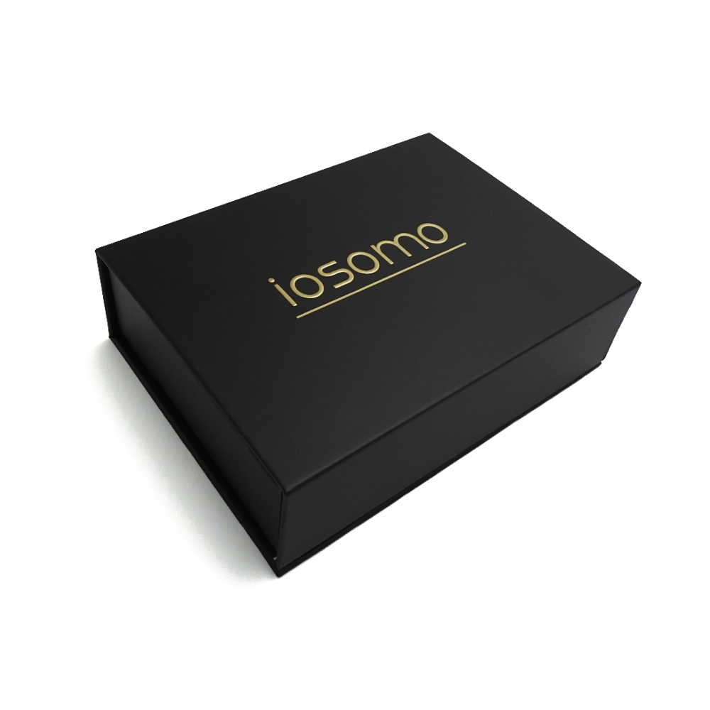 Black box with 'iosomo' branding on a white background