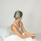 woman wearing a pistachio color bonnet