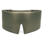 Green sleep mask with 'iosomo' branding on a white background