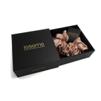 iosomo hair scrunchies in a black box on a white background